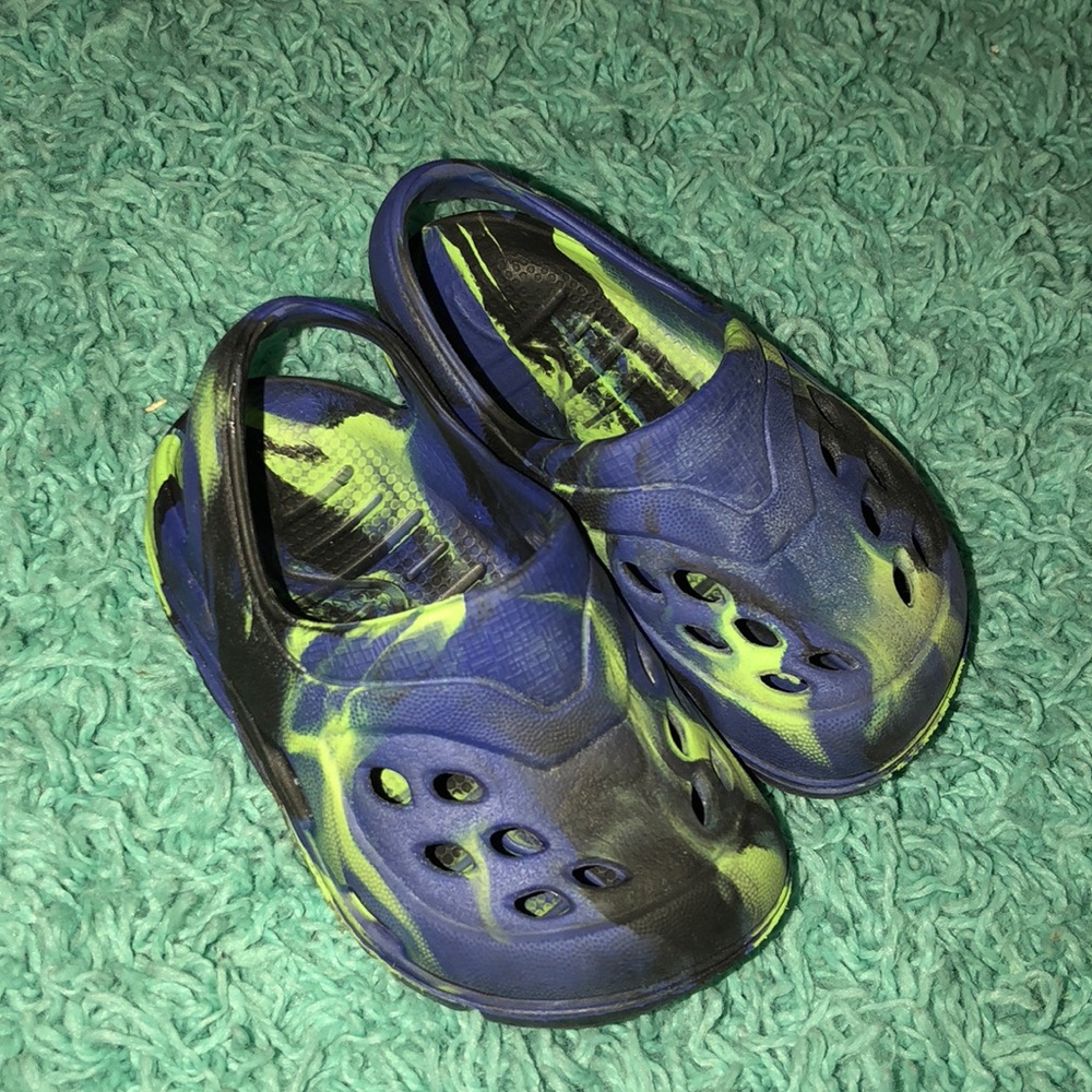 Green and blue shoes